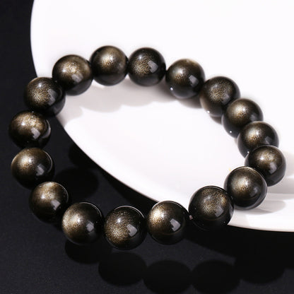 Gold Obsidian Simple Men's Bracelet